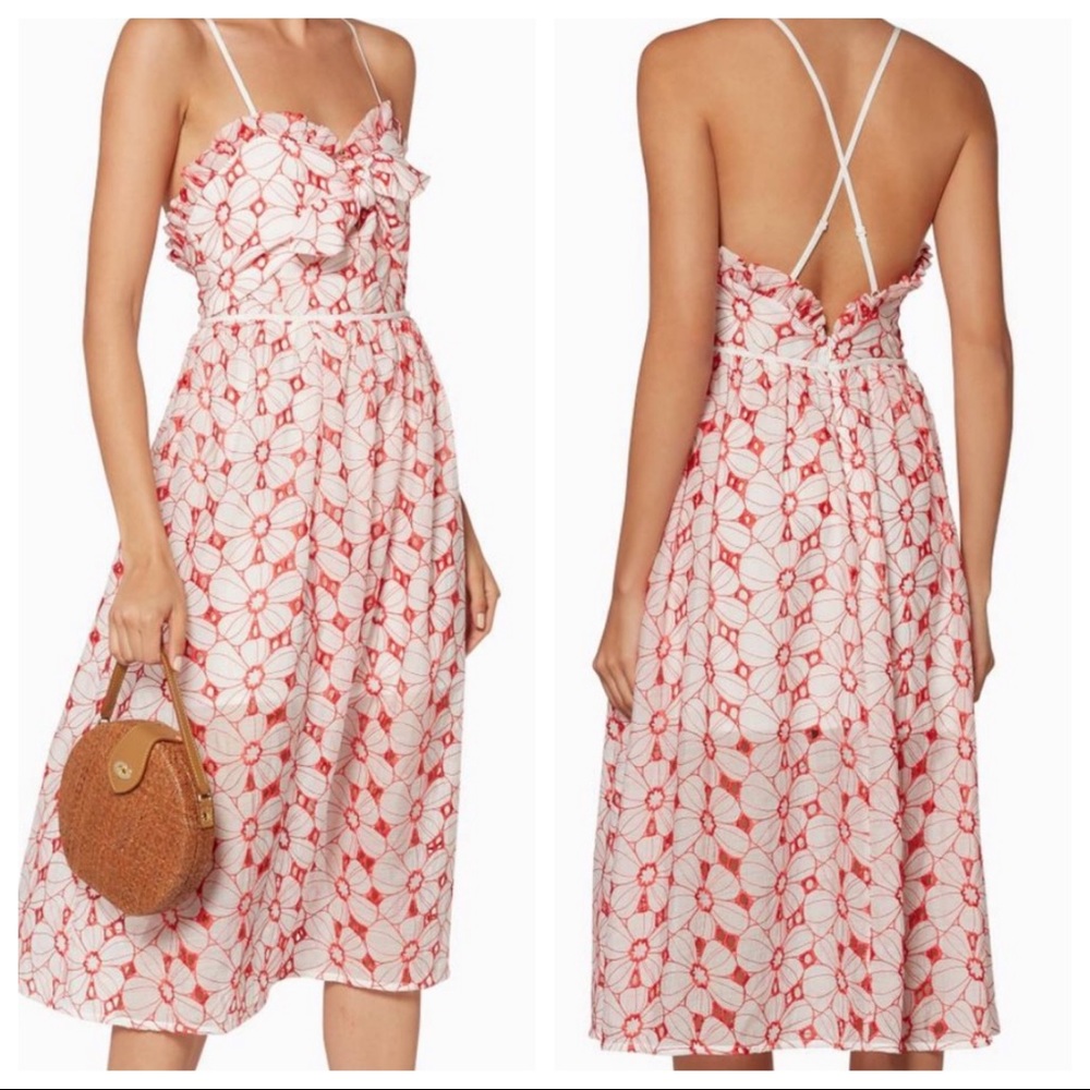 La Maison Talulah White & Red Maize Midi Dress